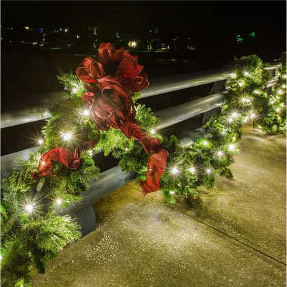 Full Moon Christmas Light Installation St Simons Island GA garland